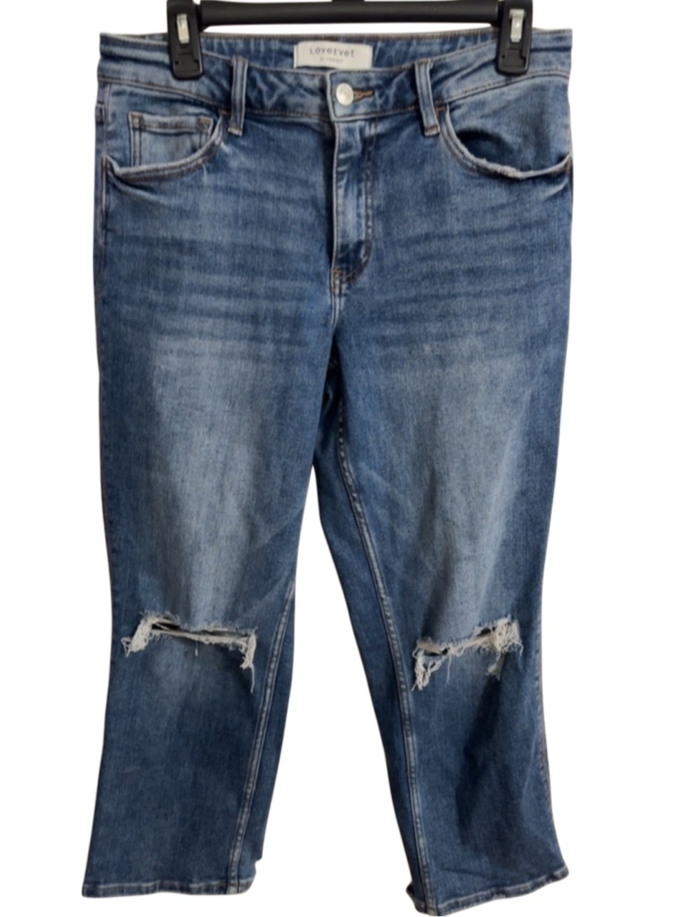 LOVERVET DARK DEVON HIGH RISE CROPPED STRAIGHT LEG JEAN SIZE 28